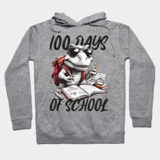 100 days of school T-Rex With Glasses Hoodie